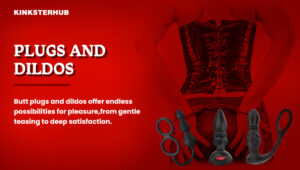 a woman wearing a corset and a plug