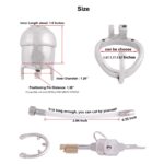 Dimensions of each part of Metal chastity cage with catheter and anti-off ring lock