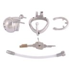 Disassembly diagram of Metal chastity cage with catheter and anti-off ring lock