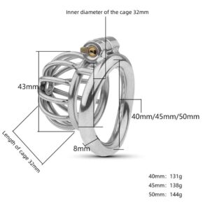 metal silicone chastity cage lock tube back product view