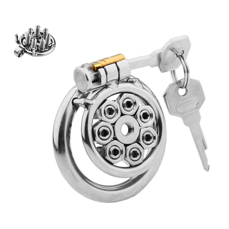 Metal Flat Chastity Cage with CBT Spikes