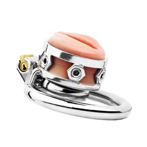 metal silicone chastity cage realistic vagina dildo head wearing guide graphic