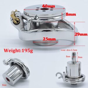 metal chastity cage urethral plug preventing erection back product view