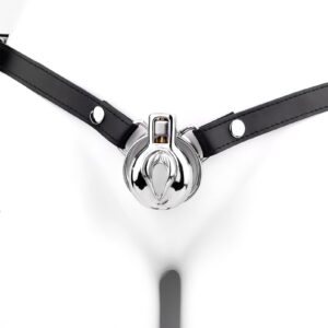 metal chastity cage vagina male inverted detail close-up