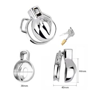 metal chastity cage vagina male inverted angled product view