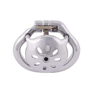 metal chastity cage hinged ring cock short back product view
