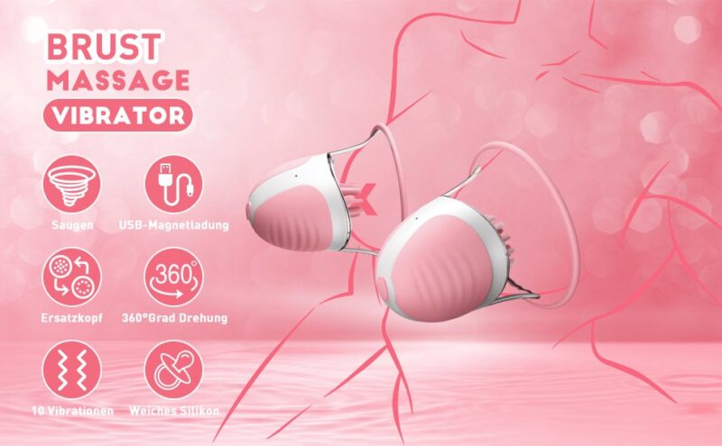 Rotating Nipple Massager with 10 Vibration Modes & 3 Brush Heads