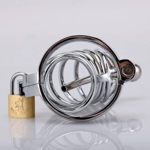 metal chastity cage urethral sounds easy wear detail close-up