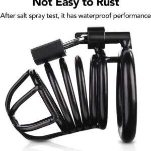 black metal chastity cage iron steel feature detail graphic