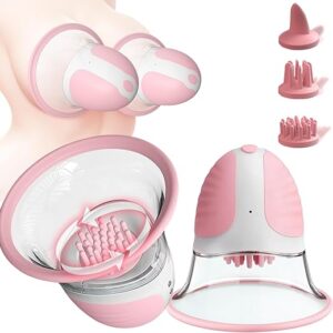 360° Rotating Nipple Sucker with 3 Silicone Heads for Breast Play