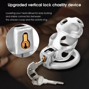 metal chastity cage invisible active rings keys detail close-up
