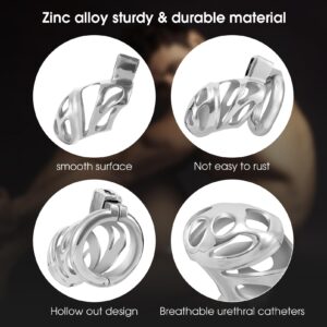metal chastity cage invisible active rings keys back product view