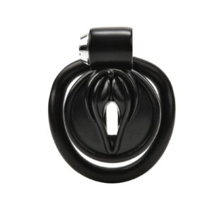 black resin chastity cage flat vagina back product view