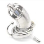 Side view of Extended Long Metal Chastity Cage