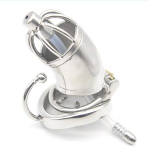Side view of Extended Long Metal Chastity Cage