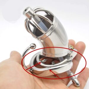 different ring size of Extended Long Metal Chastity Cage with circle sign