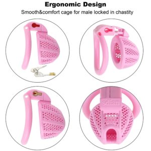 pink plastic chastity cage small sissy rings angled product view