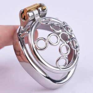 metal chastity cage sissy welded circle angled product view