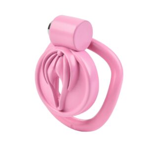 pink chastity cage inverted sissy erection denial angled product view