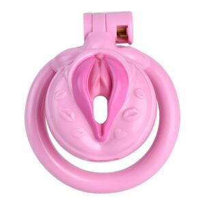 pink chastity cage negative sissy rings back product view