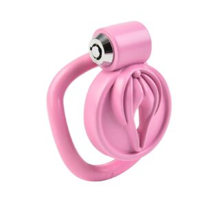 pink chastity cage inverted sissy erection denial back product view