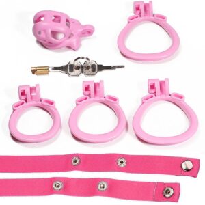 pink chastity cage upgrade sissy BDSM detail close-up