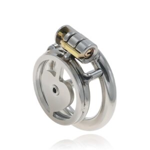 Flat Metal Chastity Cage with Karabiner