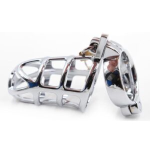 metal chastity cage penis rings made premium detail close-up