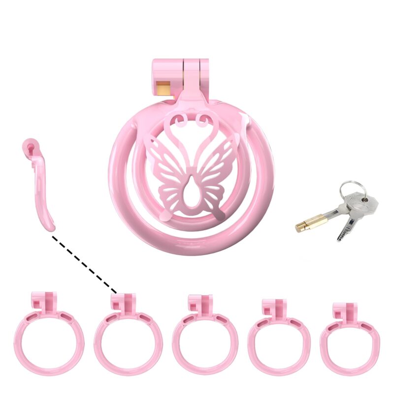 Butterfly Pink Sissy Vagina Chastity Cage for Men