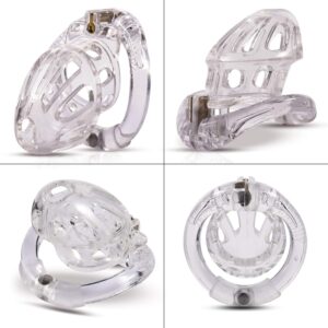 clear resin chastity cage small cock BDSM sex accessory kit view