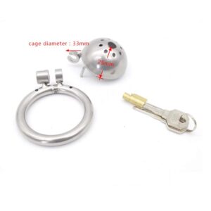 metal chastity cage small size BDSM enthusiasts detail close-up