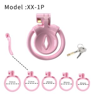pink resin chastity cage sissy inverted vagina angled product view