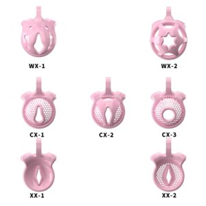pink resin chastity cage sissy inverted vagina back product view