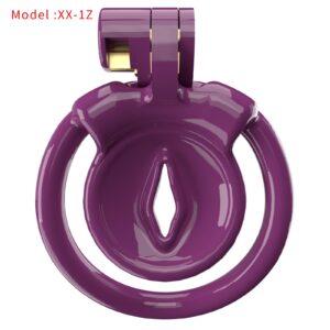 purple resin chastity cage vagina small angled product view