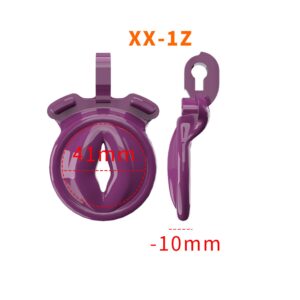 purple resin chastity cage vagina small detail close-up