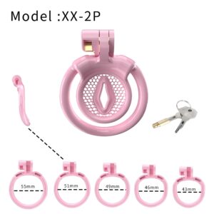 pink resin chastity cage small sissy vagina angled product view