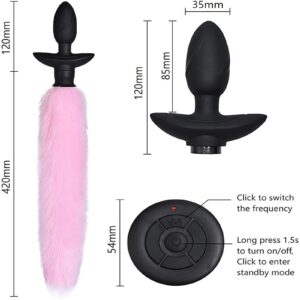 12 Frequency Vibrator Plug with Fox Tail for Enhanced Pleasure