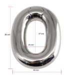 kinksterhub Heavy oval stainless steel testicle stretcher weighing 440 grams.