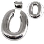 kinksterhub Heavy oval stainless steel testicle stretcher weighing 440 grams.