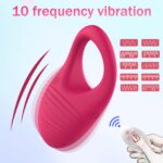 kinksterhub A rose-red vibrating cock ring with a separate remote control.
