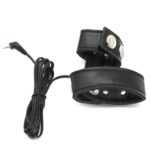 kinksterhub An adjustable leather and metal electric shock cock ring set with wires and a controller.