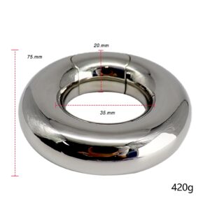 Heavy Duty Testicle Ring - 420g Stainless Steel for Enhanced Pleasure