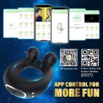kinksterhub Black APP-controlled vibrating cock ring for penis and testicle stimulation.