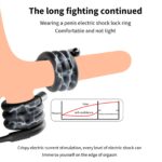 A wrap-around electric shock cock ring with a wireless remote.