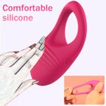 kinksterhub A rose-red vibrating cock ring with a separate remote control.