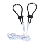 kinksterhub A silicone electric shock cock ring with a metal ball and wires.