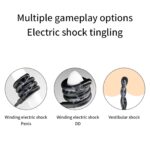 A wrap-around electric shock cock ring with a wireless remote.