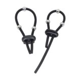 kinksterhub A silicone electric shock cock ring with a metal ball and wires.