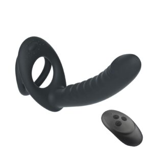 Remote Dildo & Plug with Double Rings for DP & Clit Stimulation