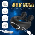 kinksterhub Black APP-controlled vibrating cock ring for penis and testicle stimulation.